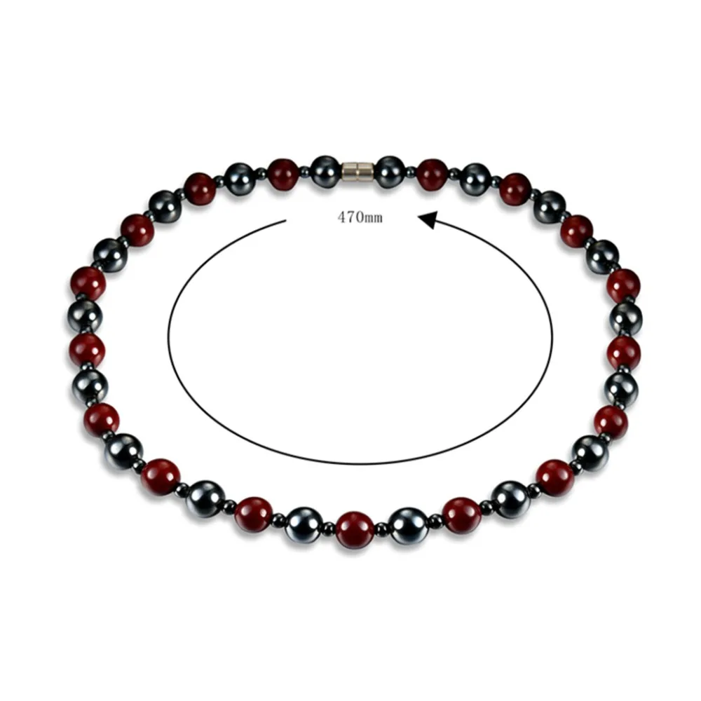 Магнитное ожерелье унисекс гематит с магнитной терапией черный красный здоровье