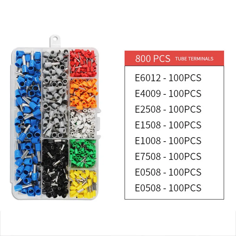 800PCS HSC8 6-4 Терминал Обжимные клещи обжимные плоскогубцы обжимной Соединитель Инструмент Плоскогубцы набор с 1200 клемм комплект для кабельных наконечников наконечники обжимной инструмент - Цвет: 800PCS