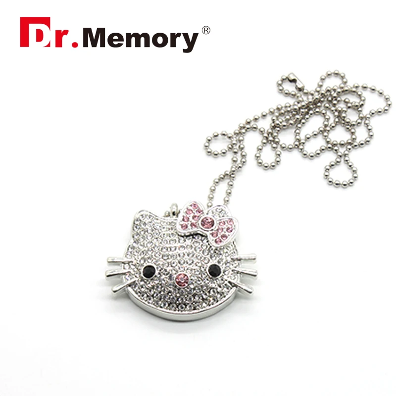 Hello Kitty Ювелирные Изделия Кристалл 64 ГБ Флешки Мультфильм USB Flash Drive 4 8 16 32 stick молния