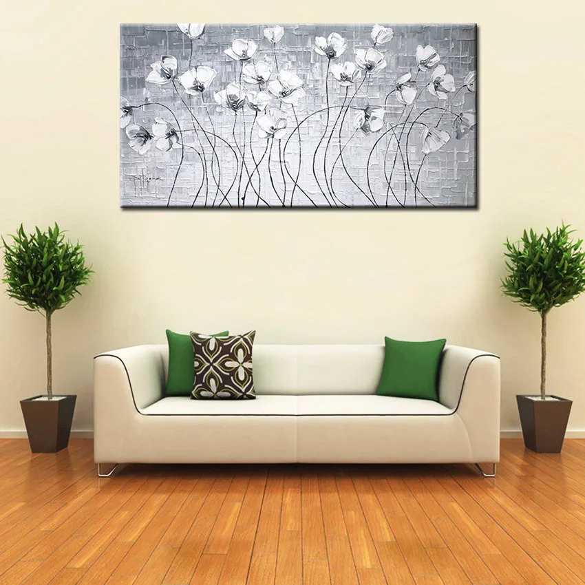 Нож масляный толстый ручной работы картина маслом на холсте с белыми цветами