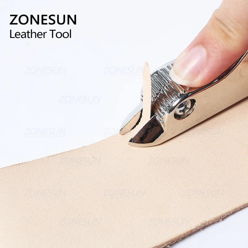 ZONESUN Manual Multi-functional Adjustable Stainless Steel DIY Leather Craft Tool V-type Groover Trenching Machine images - 6