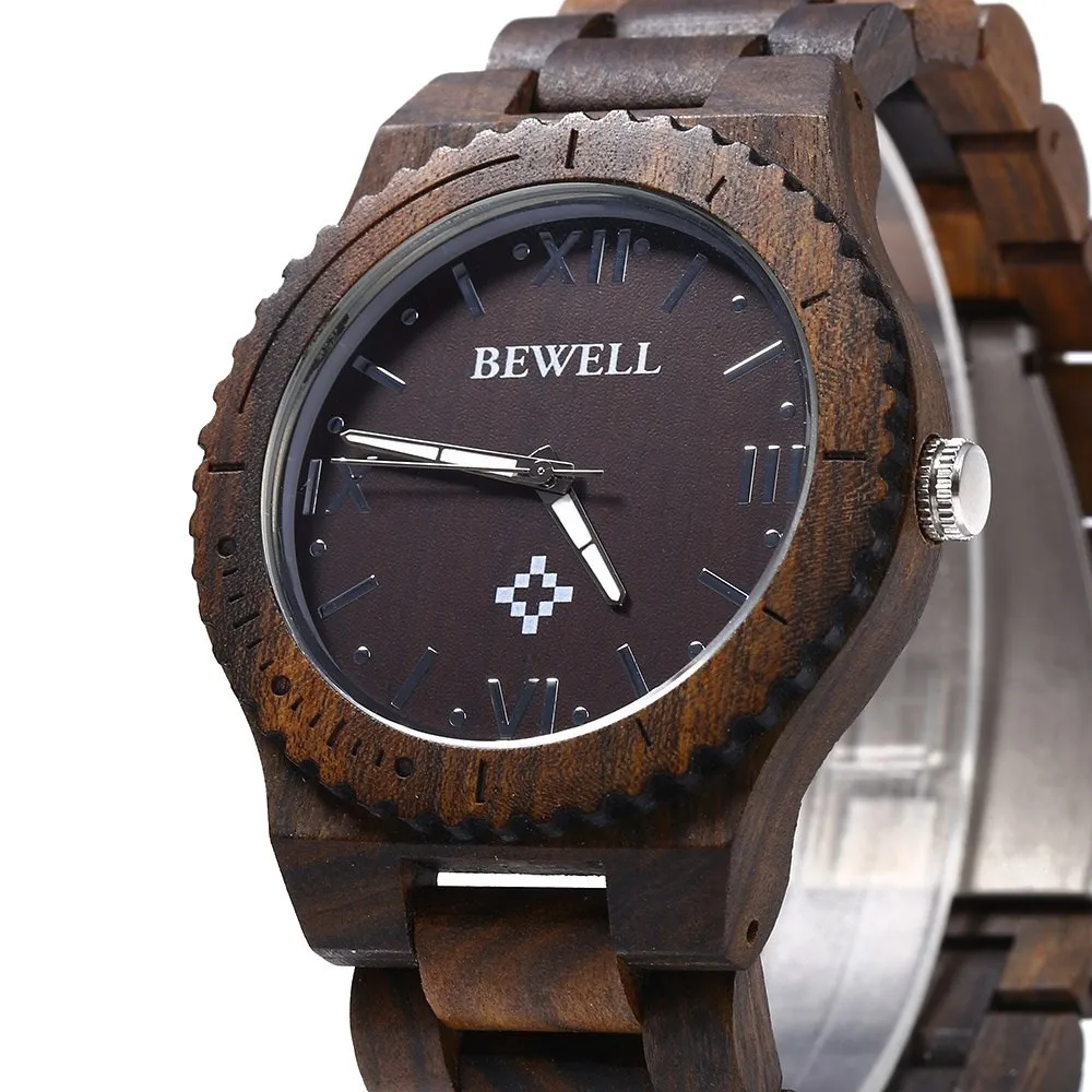 Bewell zs-w065a деревянные мужские кварцевые часы с римскими цифрами водонепроницаемые деревянные мужские часы Роскошные Брендовые мужские часы