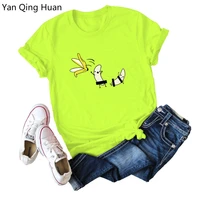 yan qing huan 2019 summer spoof banana fruit cartoon pattern tees cotton large size s 5xl short sleeved shirt womens t shirt