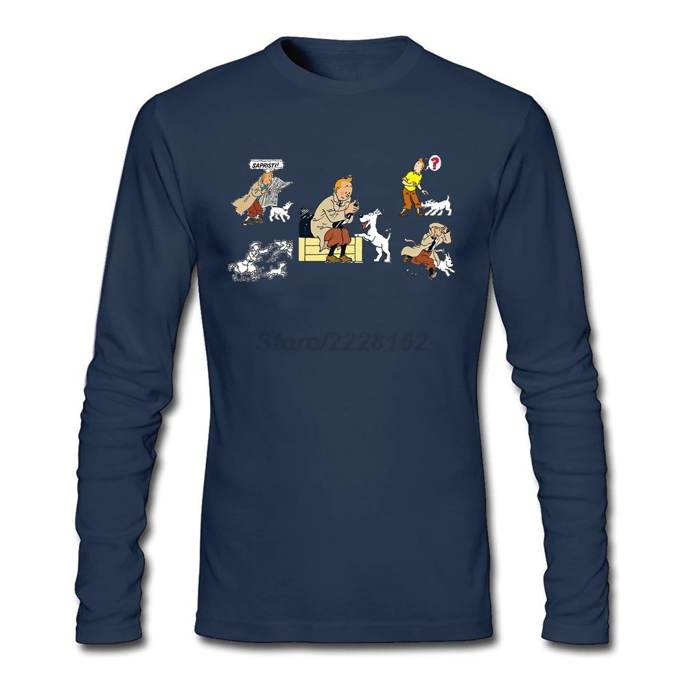 Фиолетовая футболка HU & GH Tintin And His Dog Snowy Man в стиле хип хоп с индивидуальным принтом