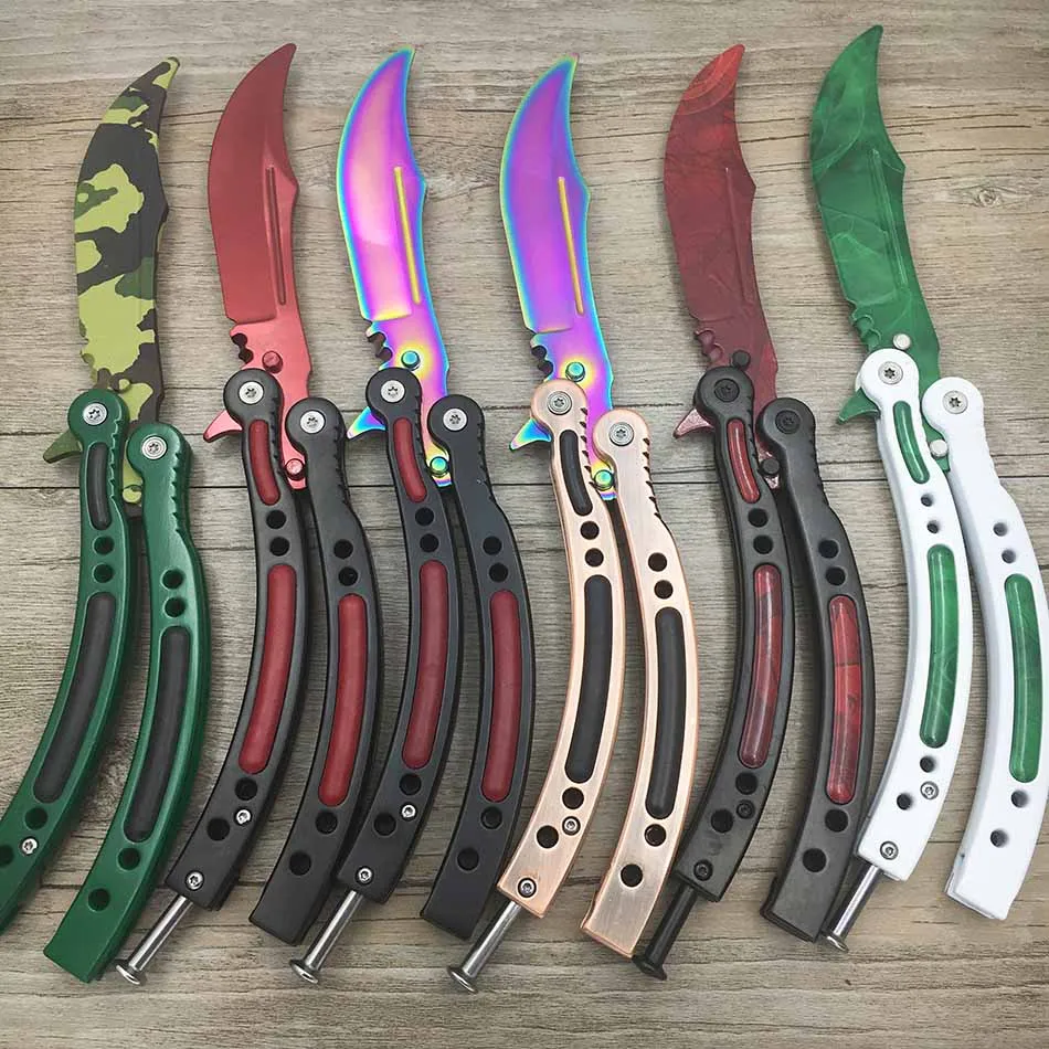 Прямая поставка бабочка в коробке для ножей CS GO Karambit нож практика складной нож бабочка нож для тренера чехол тупое лезвие без края инструмент
