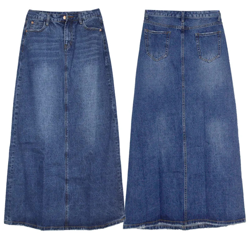 TIYIHAILEY Fashion Long Casual Denim Skirt Spring A-line Plus Size S-2XL Long Maxi Skirts for Women Jeans Skirts image 3