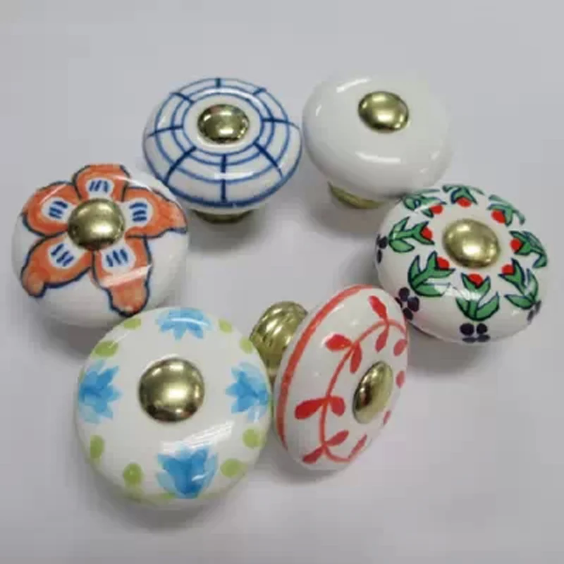 

Children's room environmental protection knobs Colorfuls drawer single hole handle New cute cartoon handle Ceramic cabinet knobs