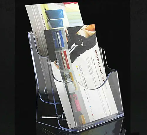 Прозрачная пластиковая акриловая брошюра A5 2 уровня держатель для дисплея стойки