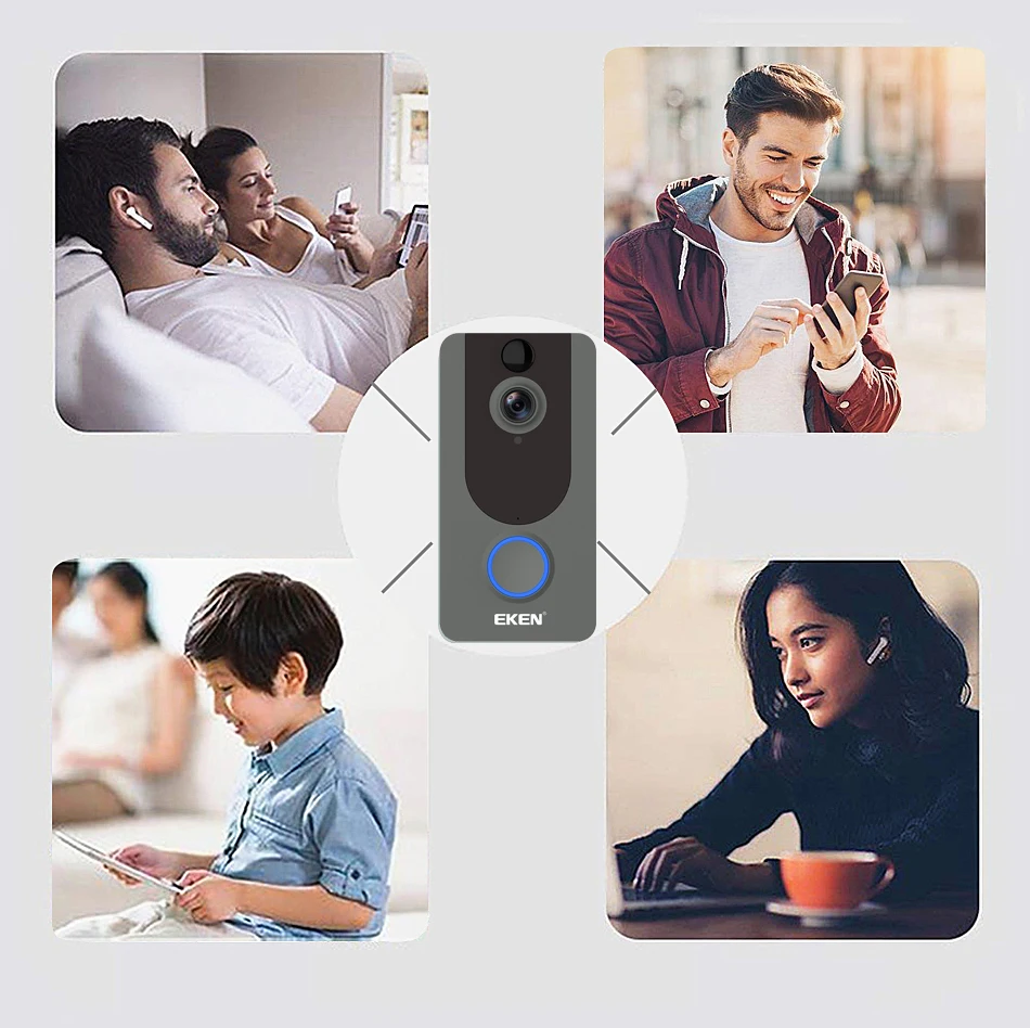 Eken V7 1080P смарт WiFi видео дверной звонок камера визуальный домофон с колокольчиком IP дверной звонок беспроводная домашняя камера безопасности