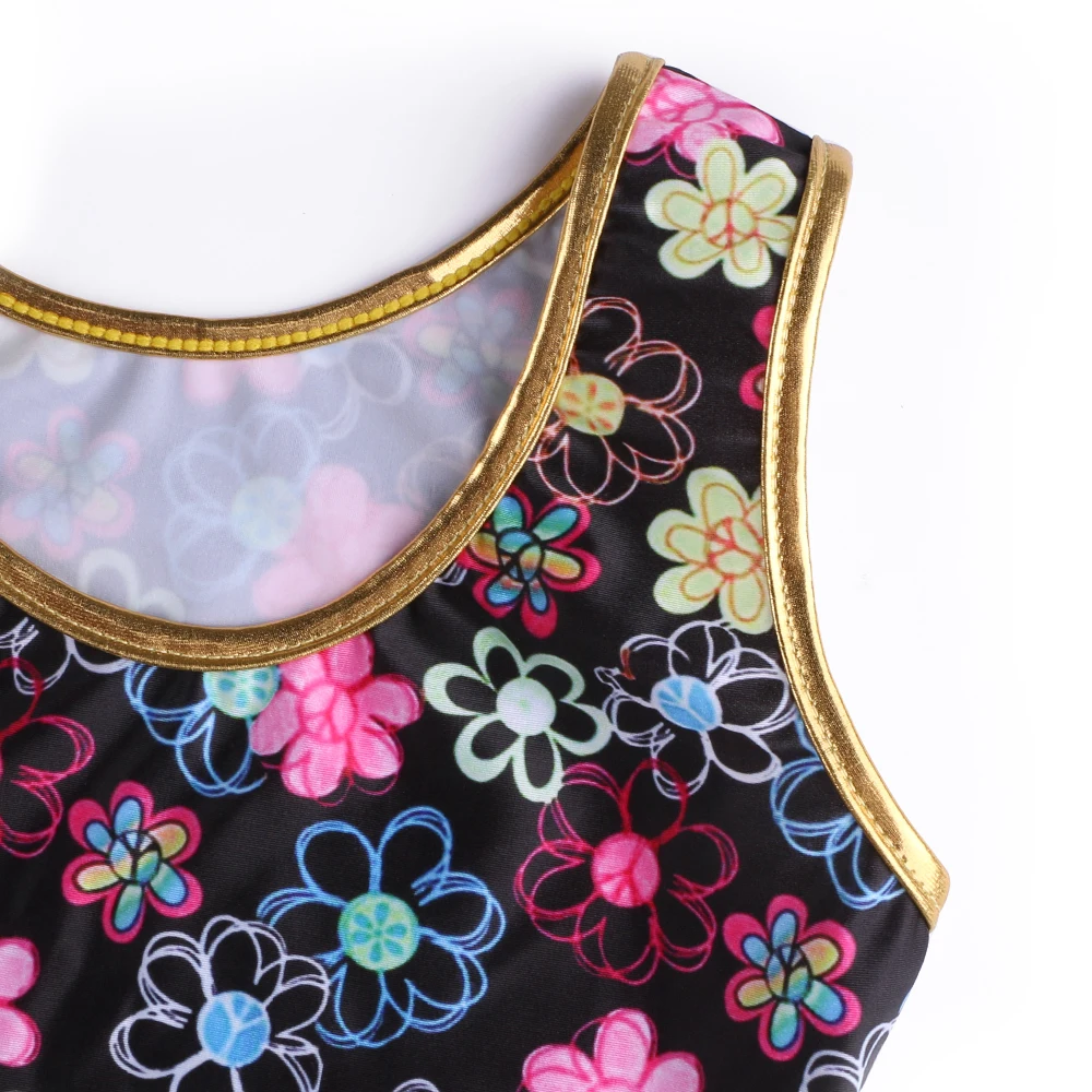 Гимнастический купальник с шортами для девочек Детский костюм без рукавов