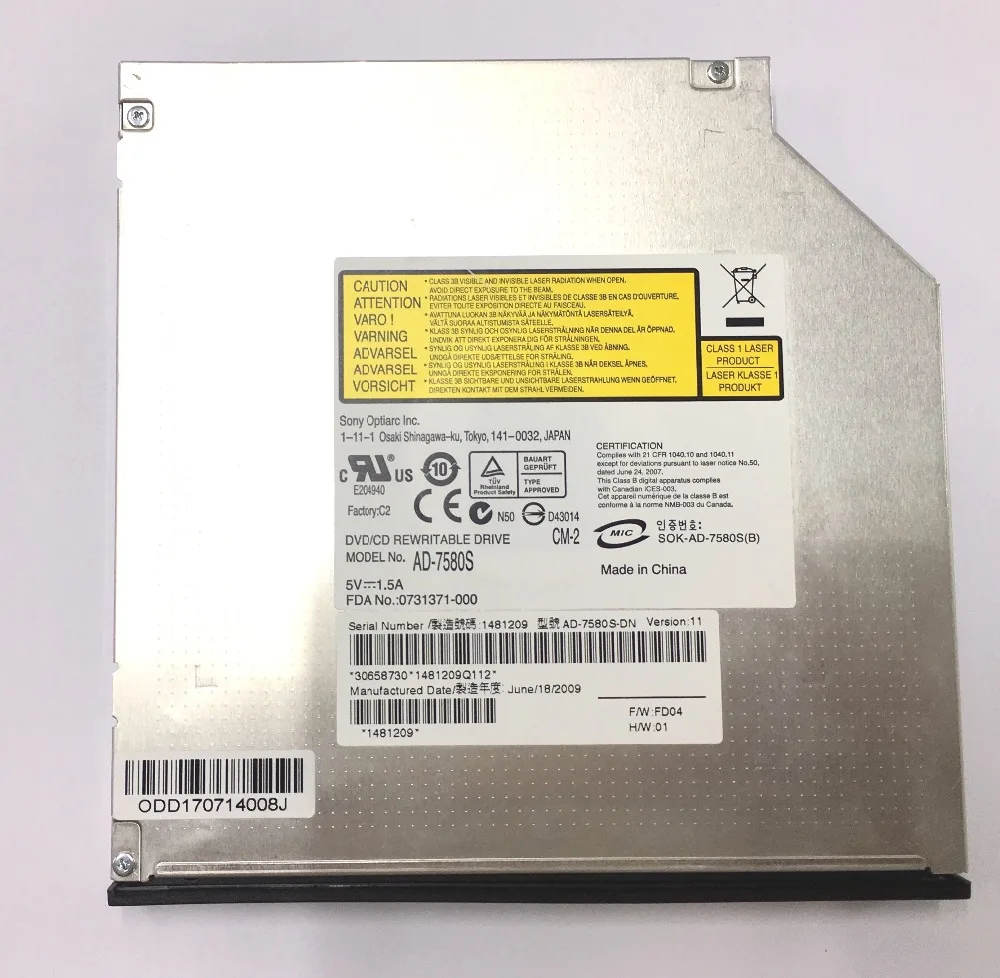 

Модель перезаписываемого привода DVD/CD # AD-7580S оригинал