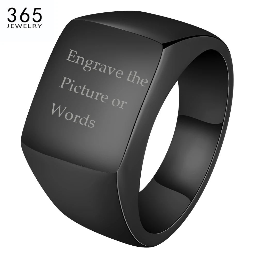 

High Polished Personalize Signet Solid Ring Custom Unique Punk Jewelry Customize Name/Logo Rings Party Gift
