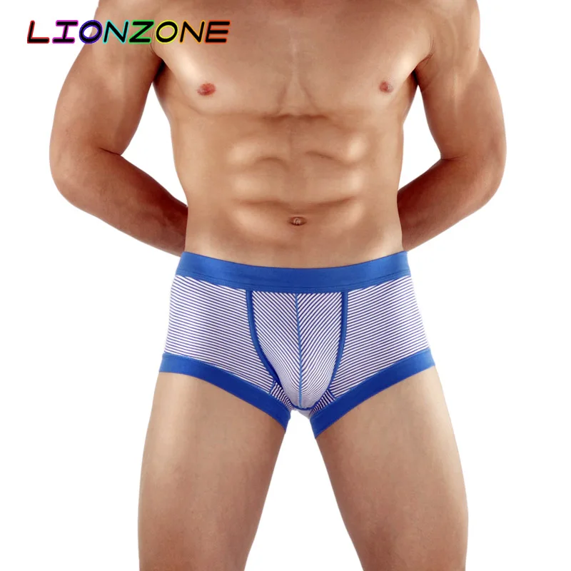 LIONZONE, мужское нижнее белье, боксеры в полоску, шорты, бамбуковое нижнее белье, модное Cueca, боксеры Masculina, Новое поступление