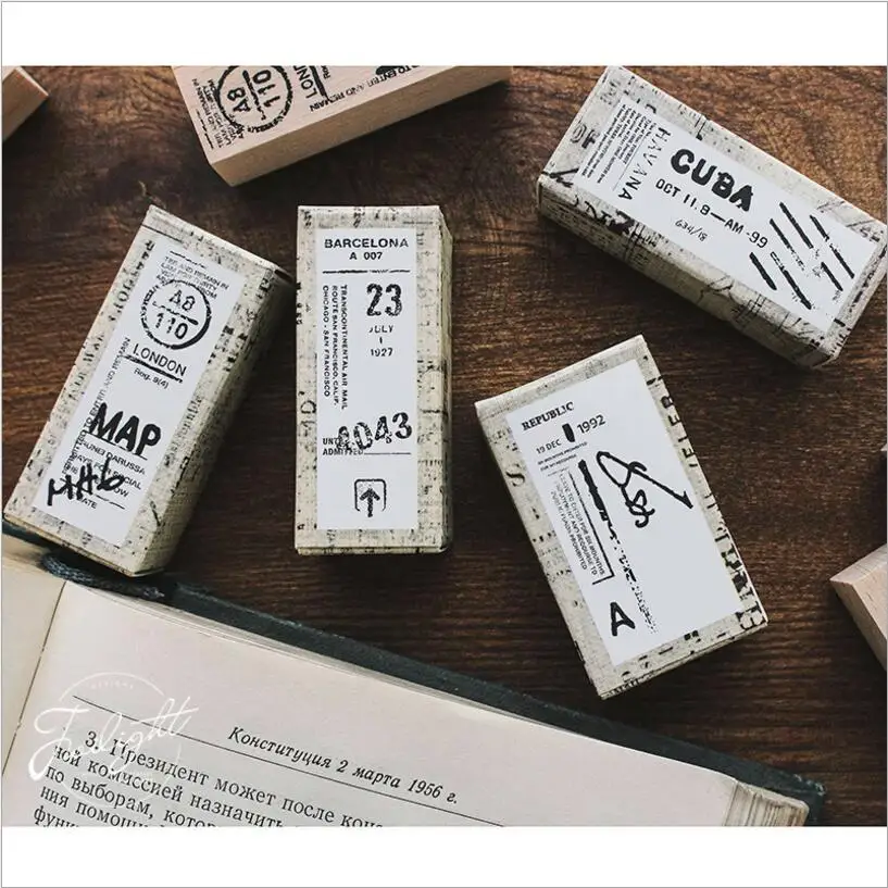 Винтажная серия старых билетов деревянный резиновый штамп Альбом дневник Сделай