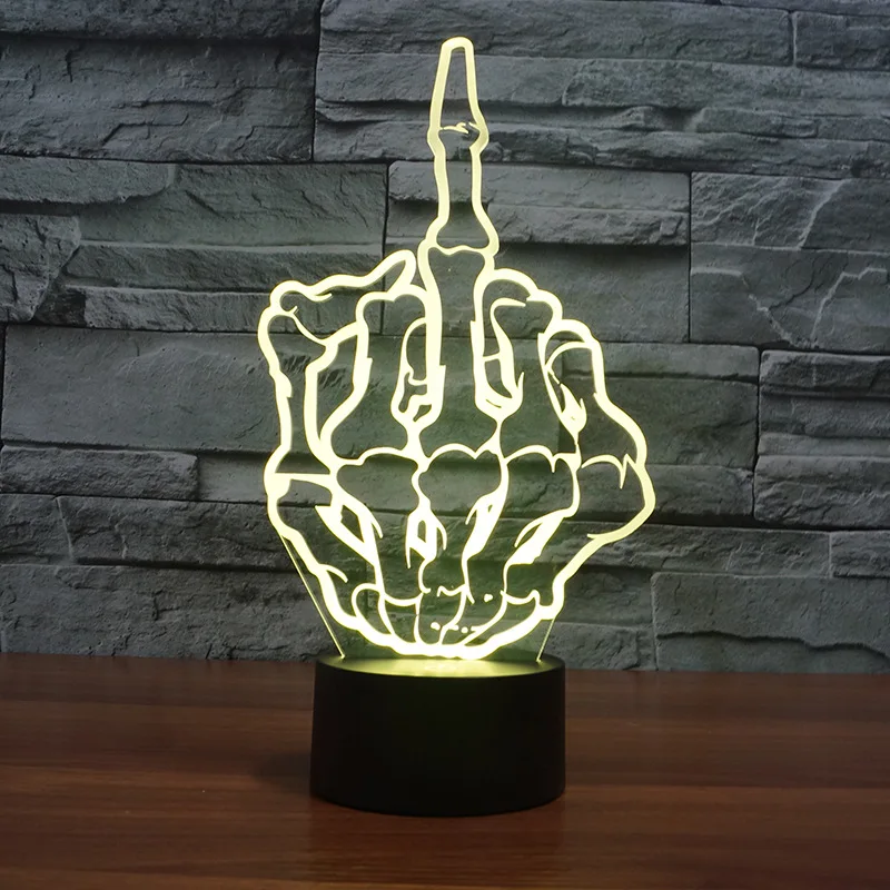 Новый Стиль Прохладный средний палец красочные 3d лампа Usb новизна