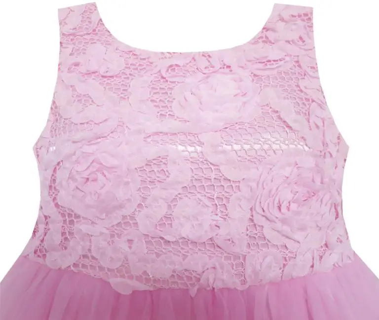 Sunny Fashion платья для девочек новогодние костюмы Цветок Девушка Платье Розовый Тюль