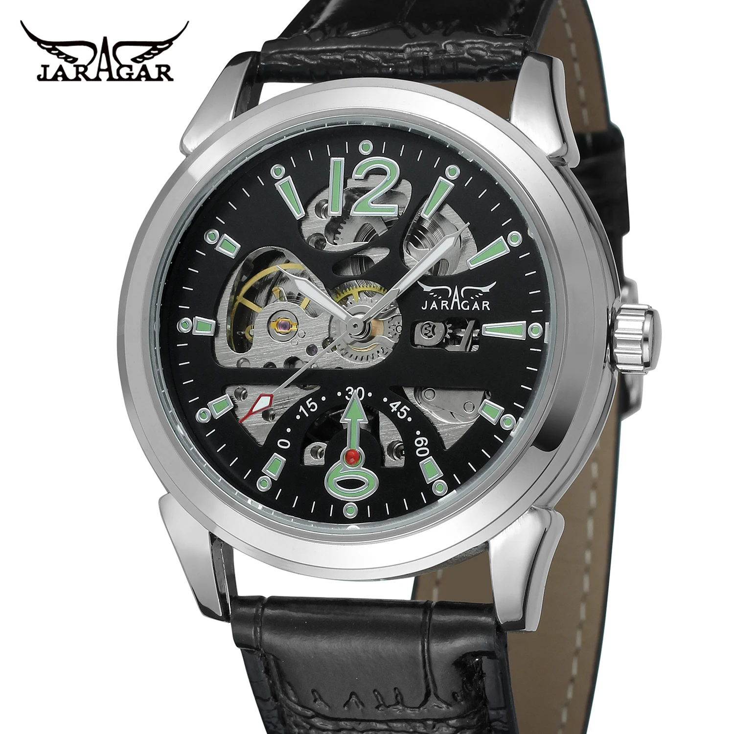 Jaragar Лидирующий бренд мужские роскошные часы Скелетон Tourbillion автоматические