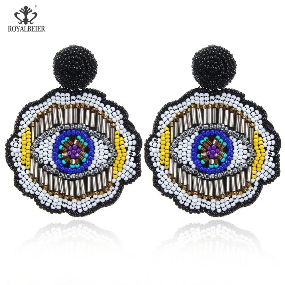 ROYALBEIER, женские серьги из смолы, круглые подвески, Mujer Moda, ручная работа, висячие серьги в стиле бохо для женщин, ювелирные изделия