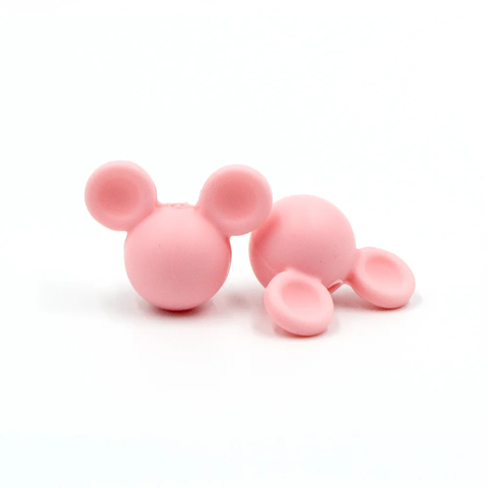 Candy Pink 10 шт. Микки силиконовые бусины, Прорезыватель игрушки Жевательные бусы BPA бесплатно DIY Perle силиконовые Товары для малышей - Цвет: Candy Pink