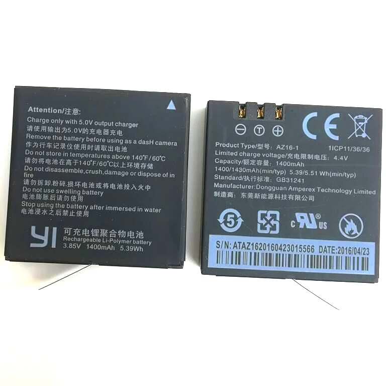 Для Xiaomi YI 4K батарея AZ16-1 USB lcd двойное зарядное устройство Экшн-камера 2 4k+ Lite аксессуары 1400mAh перезаряжаемая батарея