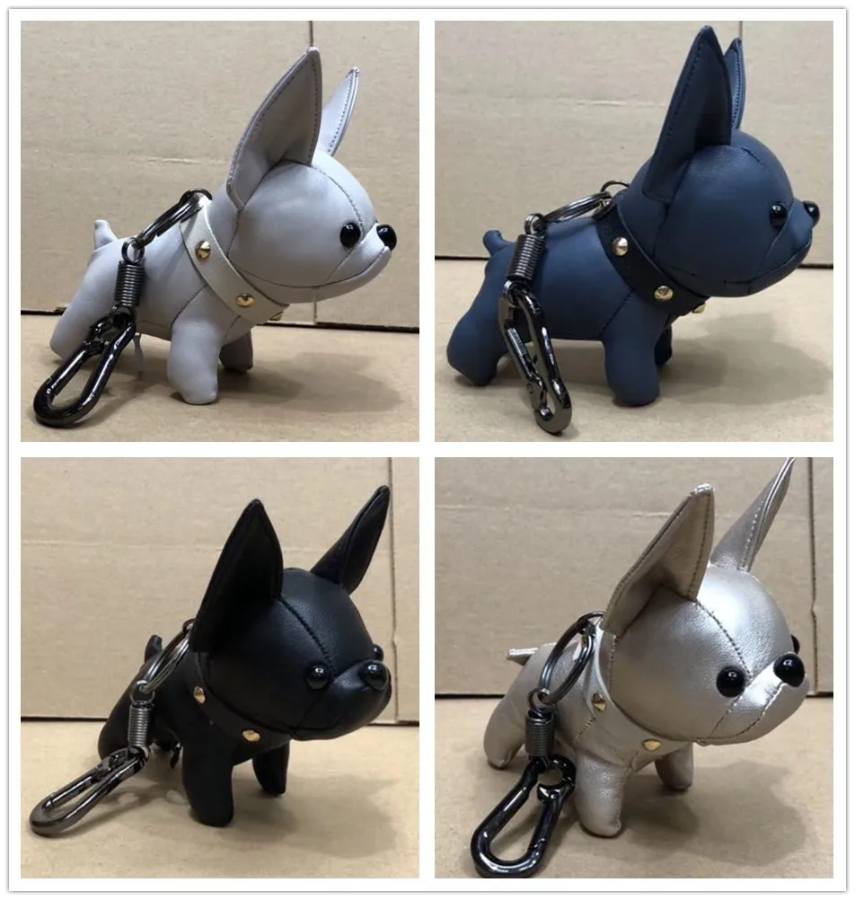 Bulldog Keychain Pu Leather France Bulldog Keychain Handbag Animal Dog Keyring Holder Bag Charm Trinket Bulldog Bag Accessories