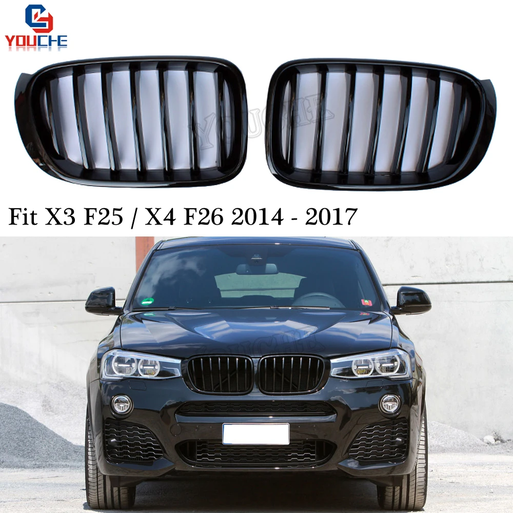 

X4 F26 Gloss Black Front Kidney Grills Replacement Grille for BMW X4 F26 SUV X3 F25 Facelift 2014 - 2017 28i 35i