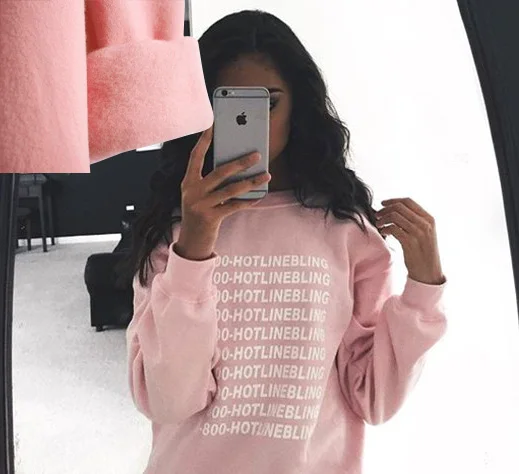 1-800 Горячая линия Bling Drake светильник розовый Свитшот толстовки женские зимние хлопковые флисовые пуловеры с надписями Толстовка