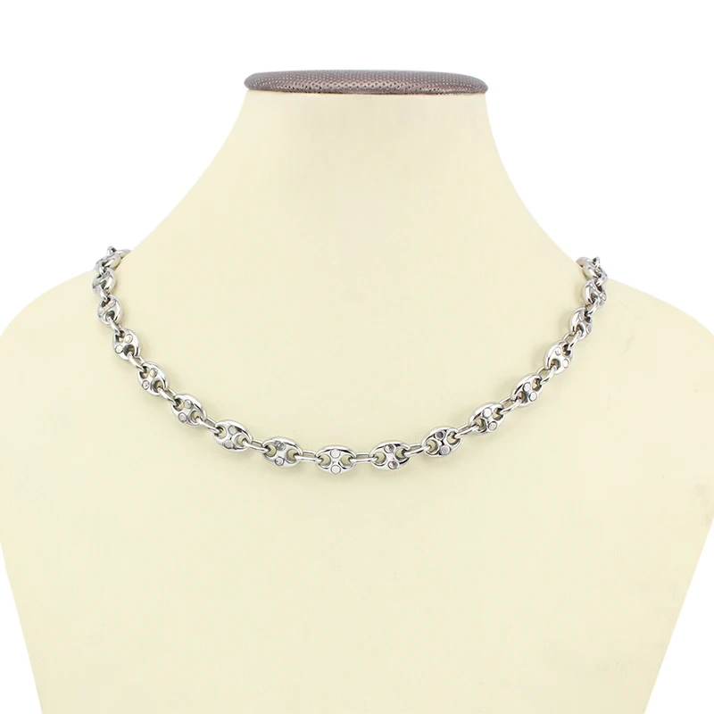 Women 316L stainless steel magnetic necklace health for women female 2017 new design 9mm width link jewelry |