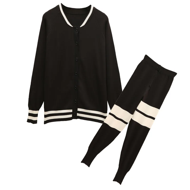 

To film New winter knitting dress female two-piece suits wide-legged pants