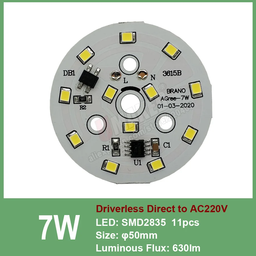7W 50mm 18 Вт 120 мм AC 220 V Светодиодные светильники pcb СИД smd2835 встроенным IC драйвер, 18 Вт 15 Вт 12 Вт 9 Вт 7 Вт 5 Вт 3 Вт для Светильник направленного света «сделай сам» - Испускаемый цвет: 7W 50mm