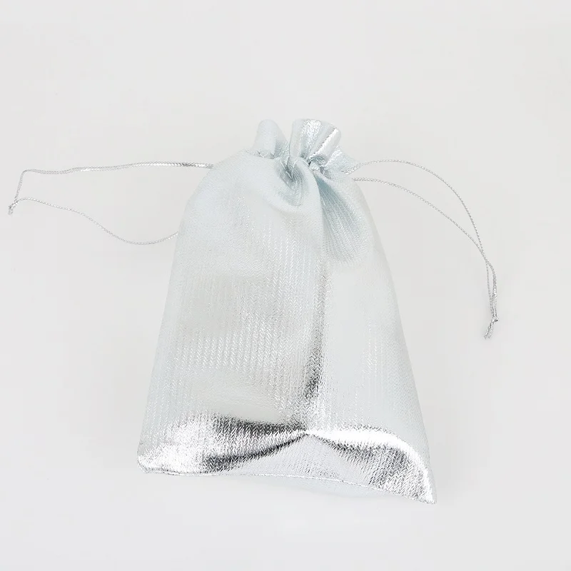 10 шт./лот золотистая Серебристая Сумка из органзы на шнурке сумка для упаковки