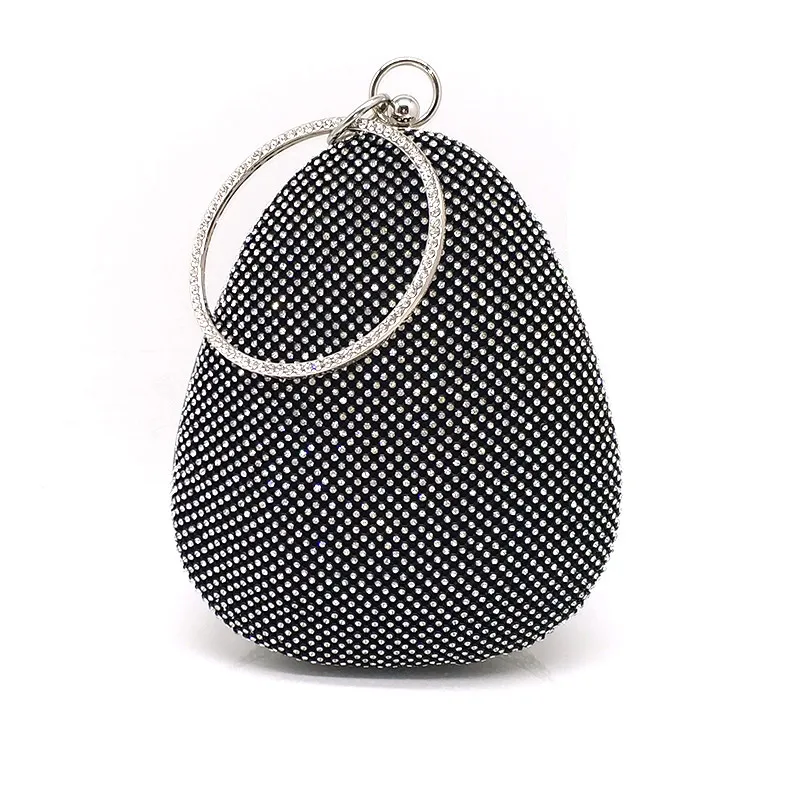 Black clutch Модный кошелек с бриллиантами, женские клатчи для вечеринки, кошельки в форме яйца, свадебные сумочки - Цвет: Black clutch