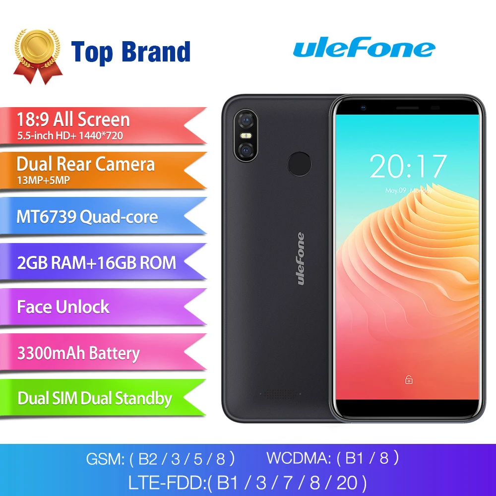 Чехол накладка Ulefone S9 Pro Android 8 1 мобильный телефон 5 дюймов HD + MTK6739 4 ядра 2 Гб