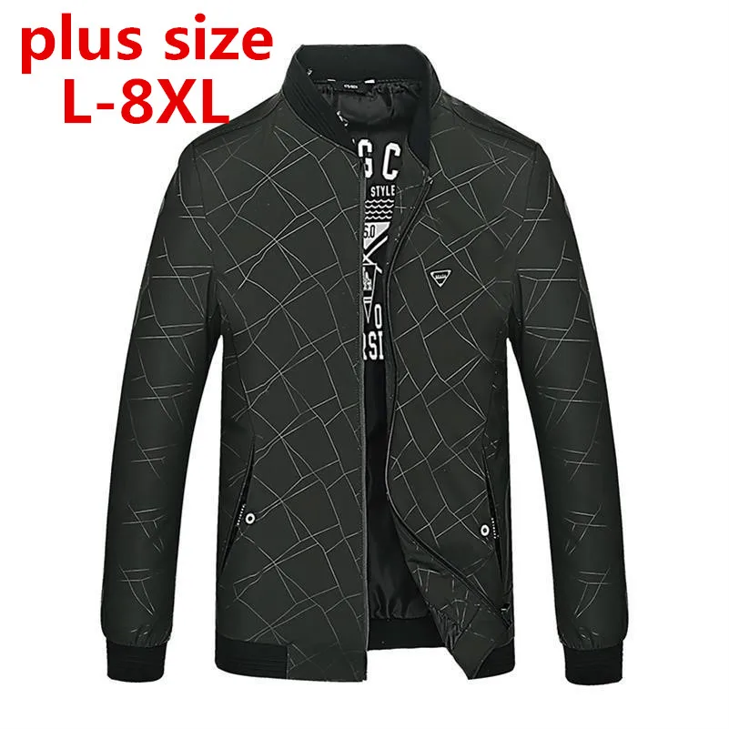 Большие размеры L 8XL Для мужчин куртка Демисезонный пальто среднего возраста мода