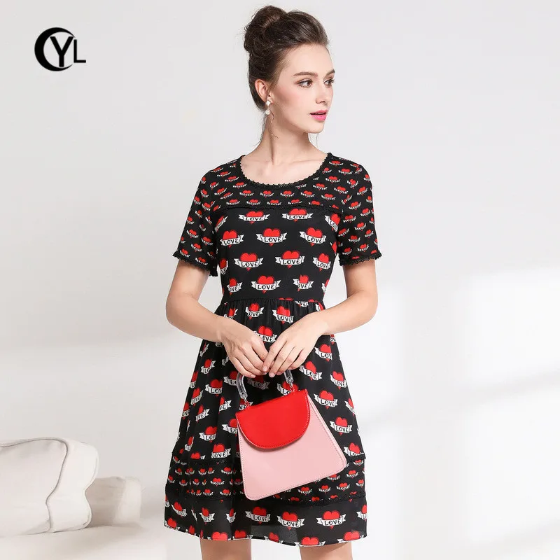 OUYALIN L XXXL 4XL 5XL Плюс Размер летнее платье 2018 женское ТРАПЕЦИЕВИДНОЕ Черное Красное