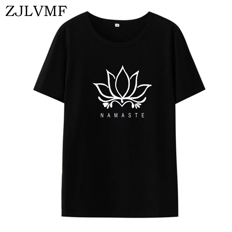 Zjlvmf Namaste Футболка женская летняя новая хлопковая Свободная Женская футболка с круглым вырезом модная уличная одежда большого размера Женская футболка с принтом