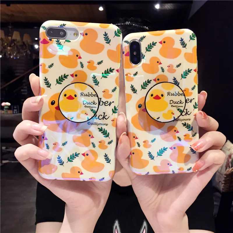 For Huawei P20 3D Cartoon Yellow Duck case Cute Soft back cover huawei pro / P10 mate10 honor 10 + toy +StrapS |