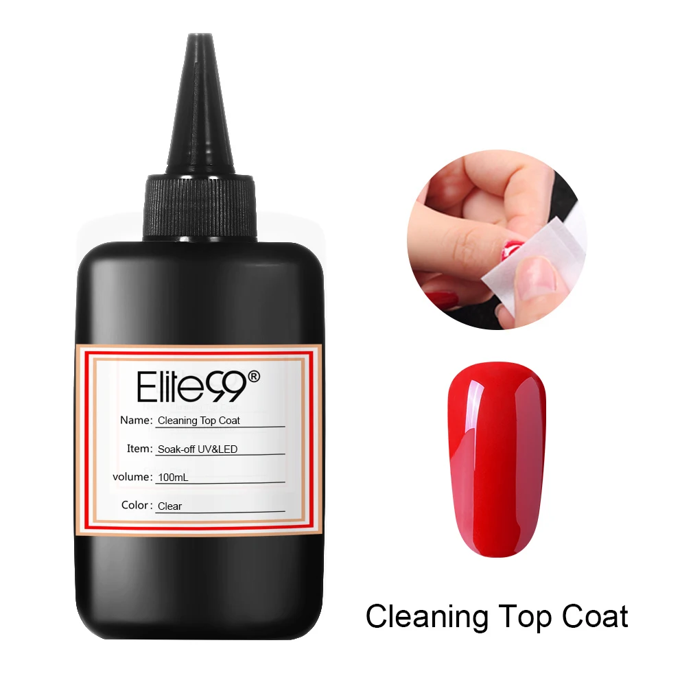 Cleaning Top Coat Elite99 большой объем 100 мл чистый и не чистый матовый верхний базовый слой металлический усиленный УФ-Гель-лак сухой воздух праймер гель-лаки - Цвет: Cleaning Top Coat