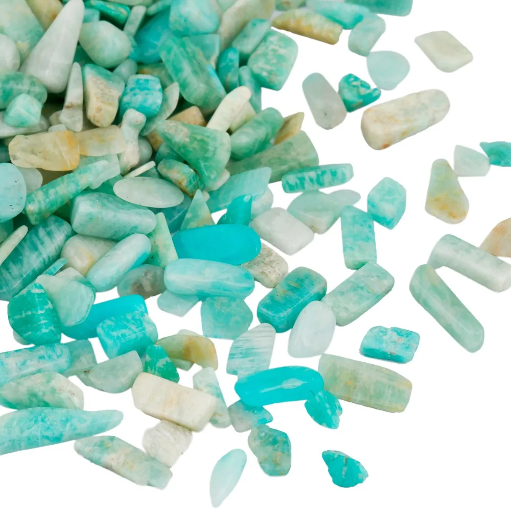 

TUMBEELLUWA 1lb (460g) Amazonite Tumbled Stone Chips Stone Crushed Crystal Quartz Stones