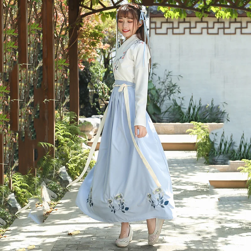 Hanfu National Tang Dynasty Costume Ancient Chinese Women Folk Dance Clothes Lady Traditional Stage Dress Show Outfit DNV10728 |