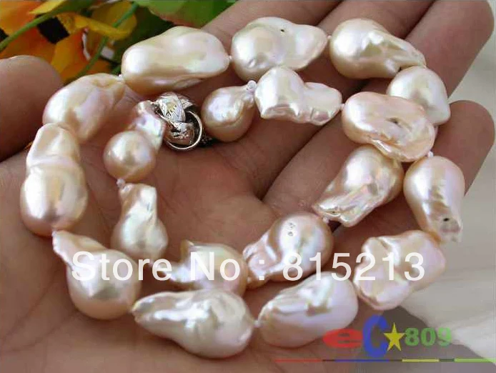 

FREE SHIPPING>> N752 HUGE 17" BAROQUE PINK KESHI REBORN PEARL NECKLACE