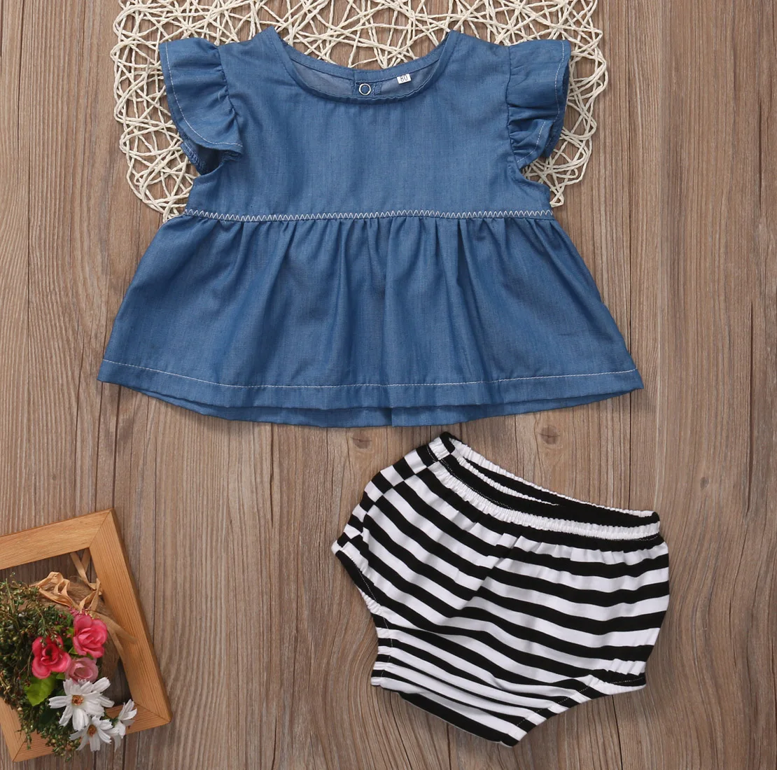 Одежда для маленьких девочек Ковбойское платье рубашка Джинсовая футболка +