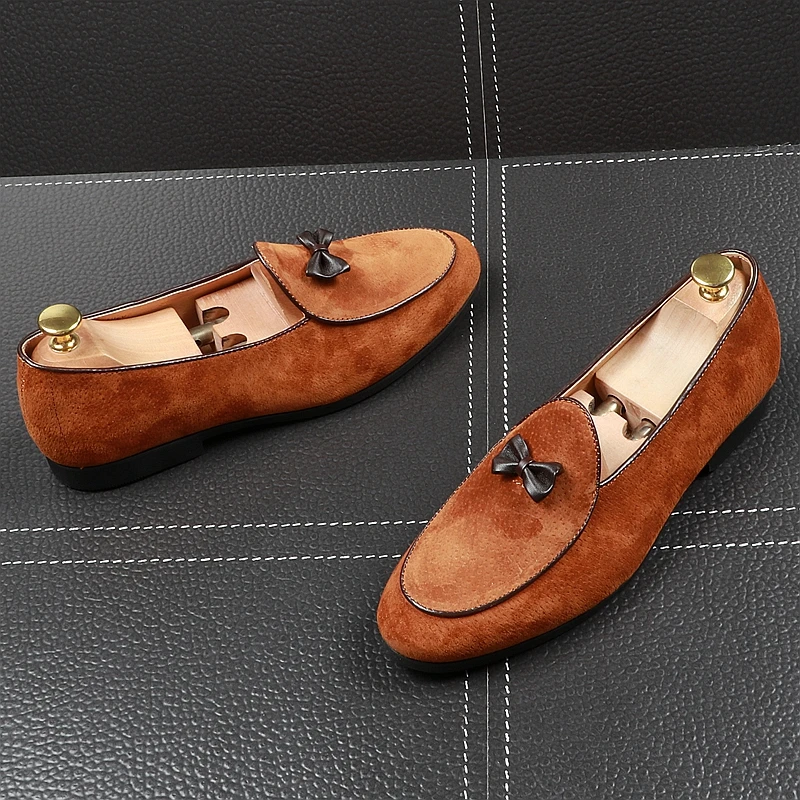 CuddlyIIPanda Men Fashion Casual Loafers Summer Pointed Toe Breathable Driving Shoes Male Butterfly-knot Wedding Dress | Обувь
