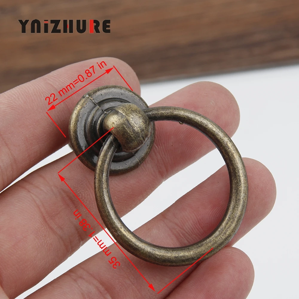 10 шт. Винтаж бронза ручка шкафа/цинковый сплав ящика кольцо оборудования для