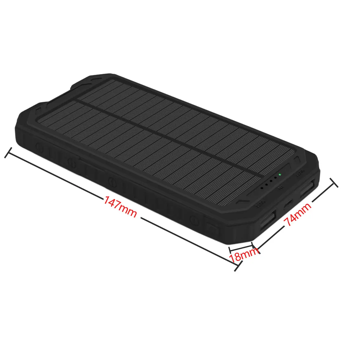 Компас походный светильник 20000mAh Солнечное Батарея Портативный Зарядное устройство с двойным выходом USB внешний Батарея высокое Ёмкость зарядное устройство на солнечной батареи для мобильного телефона, Мощность