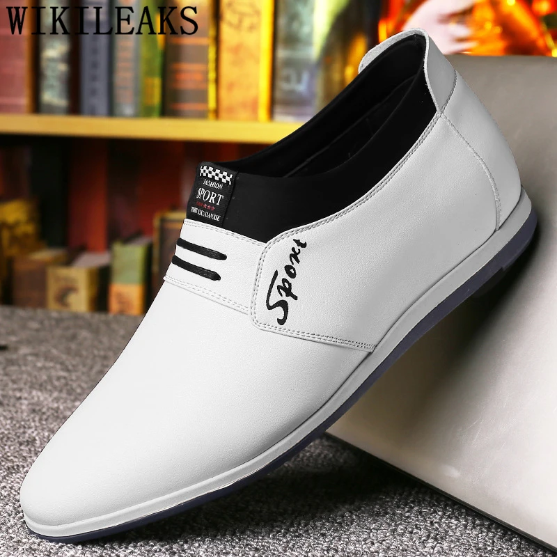 Мужские кожаные кроссовки без шнуровки коричневые Брендовые повседневные