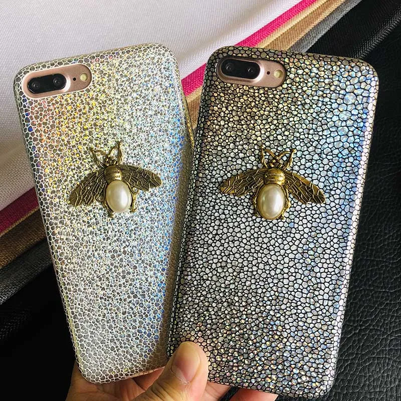 Роскошный блестящий чехол для телефона с пчелками iPhone 8 7 Plus чехлы из