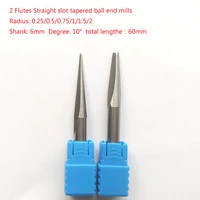 r0 25r0 5r1r1 5r2x6x10dx60 6mm degree10 2flutes straight slot solid carbide tapered endmills cnc engraving milling cutters