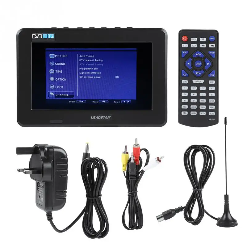DVB-T UK LEADSTAR Портативный 7 дюймов HD 1080P TFT ТВ СВЕТОДИОДНЫЙ экран мини ТВ цифровой автомобильный тв DVB-T DVB-T2 ATSC ISDB телевидение Поддержка USB аналоговый - Цвет корпуса: DVB-T UK
