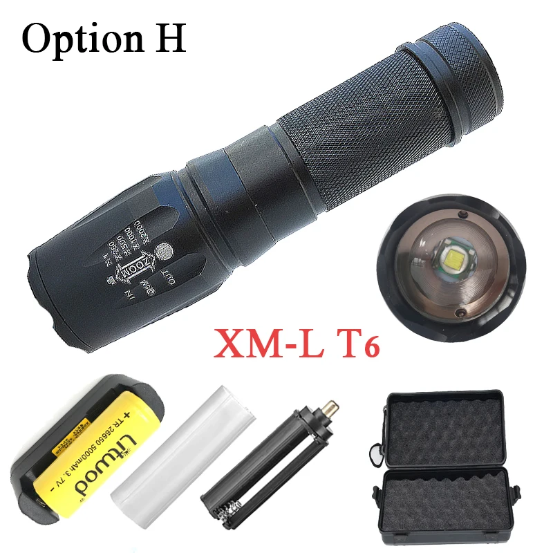Option H Litwod Z20P78 CREE XHP70 32 Вт чип лампа мощный зум объектив тактический светодиодный светильник фонарь 10000 мАч 26650 батарея высокий светильник - Испускаемый цвет: Option H